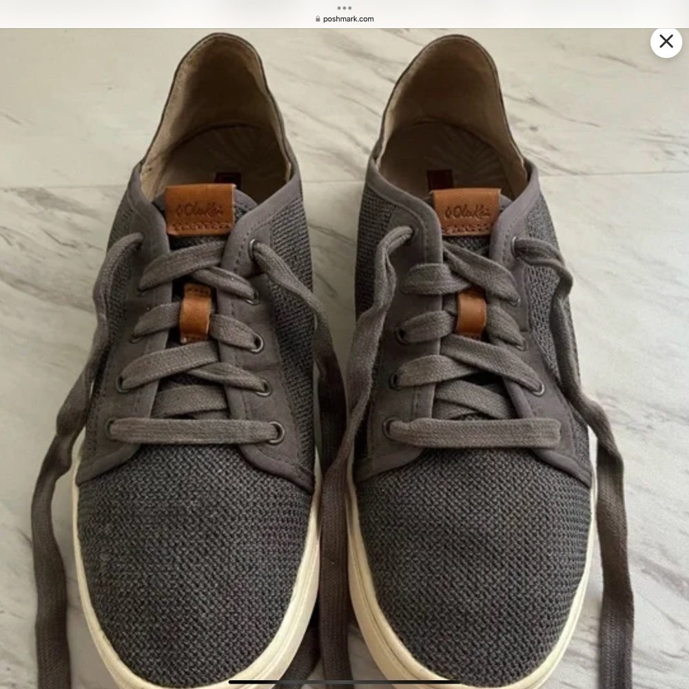 Olukai Pehuea Li Convertible Mesh Sneakers Lace-Up Drop Heel in Pavement Size 10